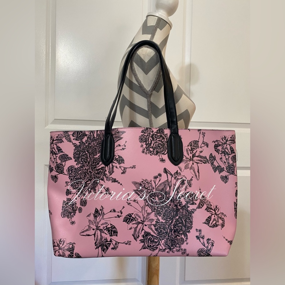 Victoria's Secret Pink and Black Floral Tote